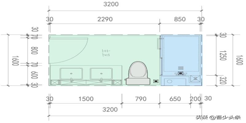 卫生间安装尺寸(卫生间平面布置图及尺寸)