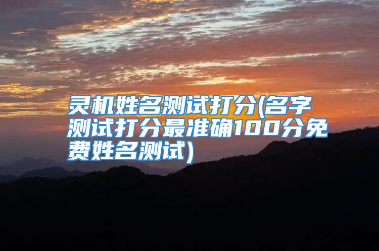 灵机姓名测试打分(名字测试打分最准确100分免费姓名测试)