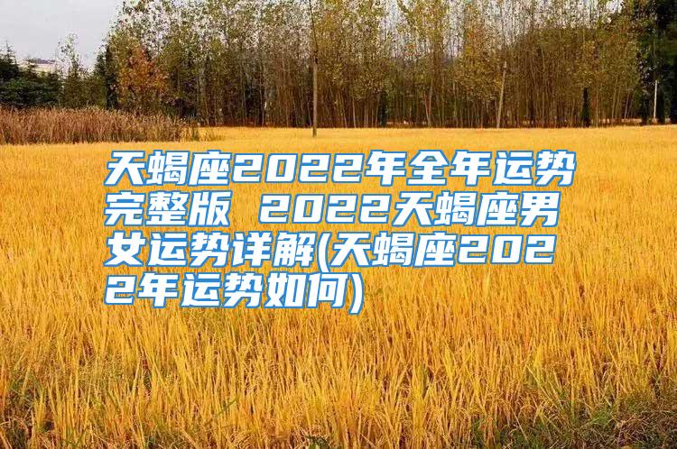 天蝎座2022年全年运势完整版 2022天蝎座男女运势详解(天蝎座2022年运势如何)