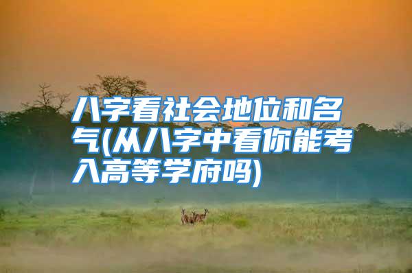 八字看社会地位和名气(从八字中看你能考入高等学府吗)