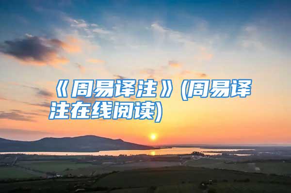 《周易译注》(周易译注在线阅读)