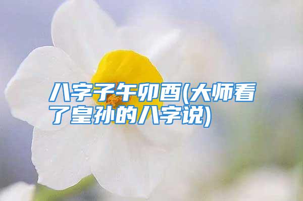 八字子午卯酉(大师看了皇孙的八字说)