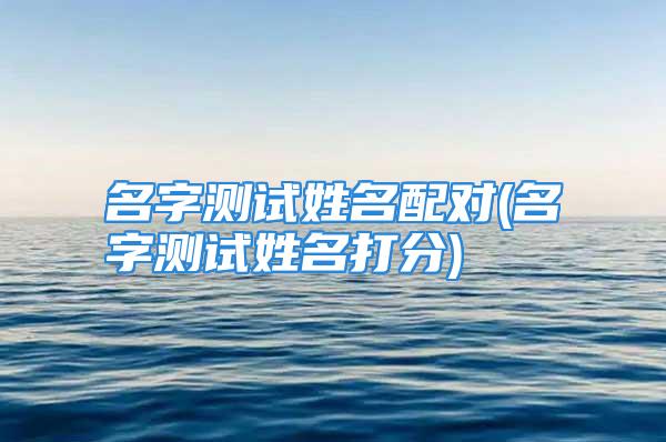 名字测试姓名配对(名字测试姓名打分)