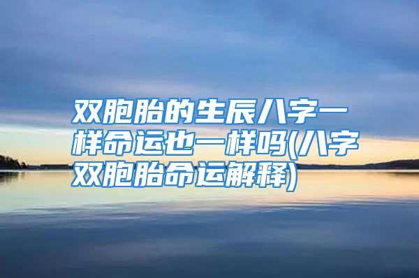 双胞胎的生辰八字一样命运也一样吗(八字双胞胎命运解释)