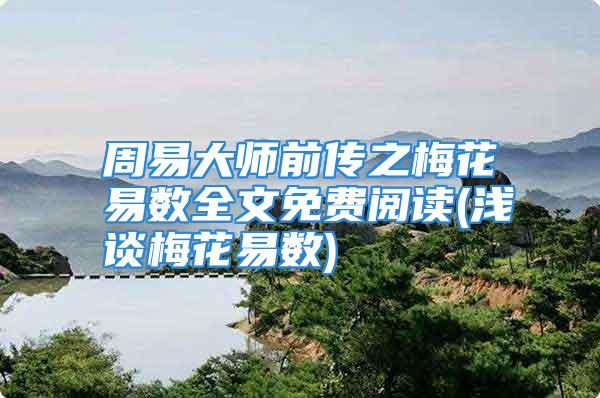 周易大师前传之梅花易数全文免费阅读(浅谈梅花易数)