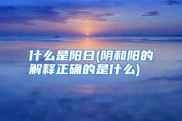 什么是阳日(阴和阳的解释正确的是什么)