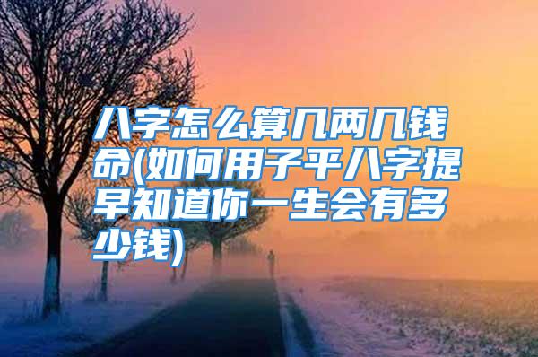 八字怎么算几两几钱命(如何用子平八字提早知道你一生会有多少钱)