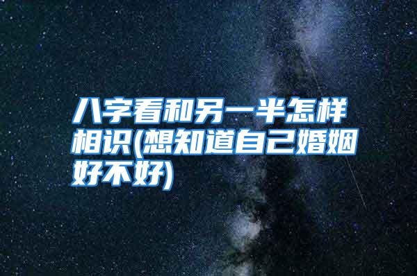 八字看和另一半怎样相识(想知道自己婚姻好不好)