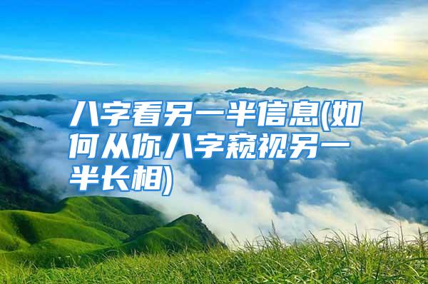 八字看另一半信息(如何从你八字窥视另一半长相)