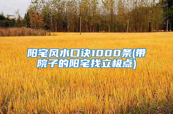 阳宅风水口诀1000条(带院子的阳宅找立极点)