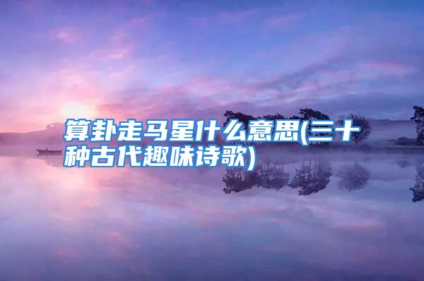 算卦走马星什么意思(三十种古代趣味诗歌)