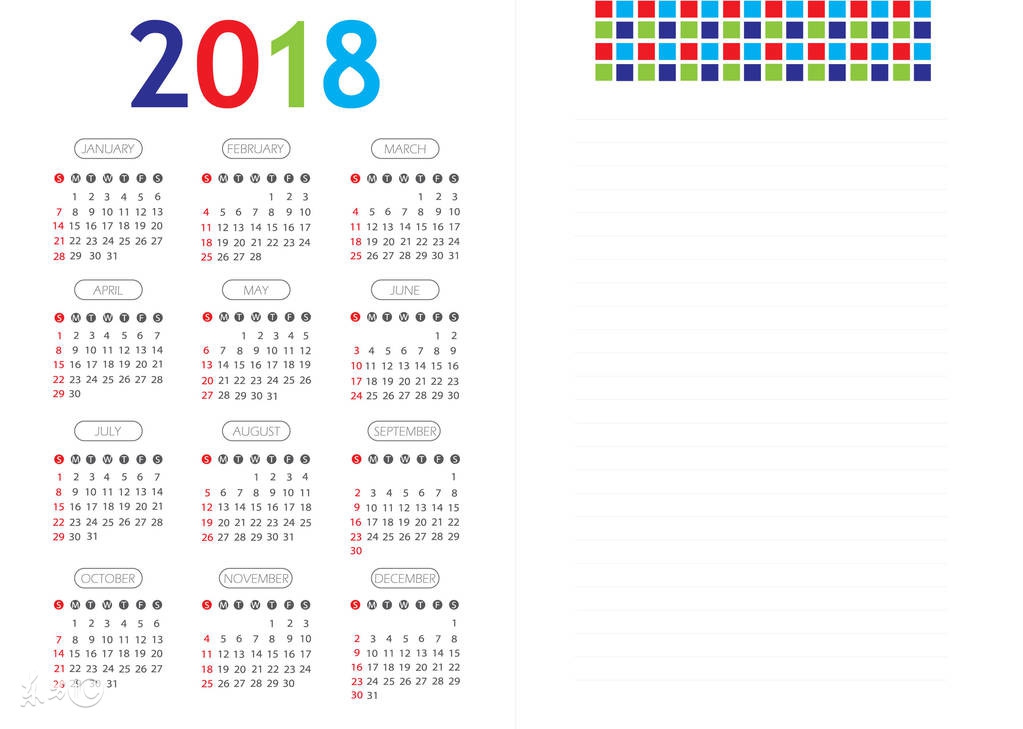 2018年的日历表(2018年世界各国日历欣赏)