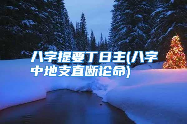 八字提要丁日主(八字中地支直断论命)