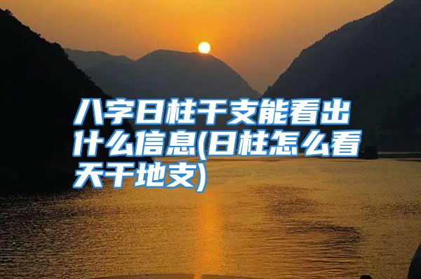 八字日柱干支能看出什么信息(日柱怎么看天干地支)