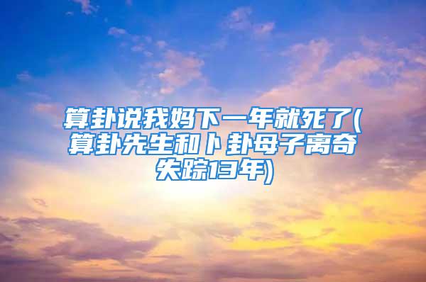 算卦说我妈下一年就死了(算卦先生和卜卦母子离奇失踪13年)