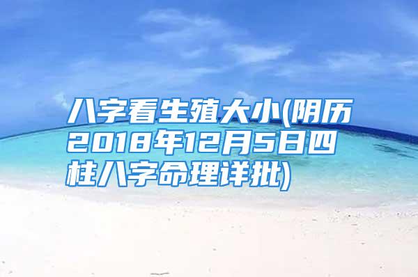 八字看生殖大小(阴历2018年12月5日四柱八字命理详批)