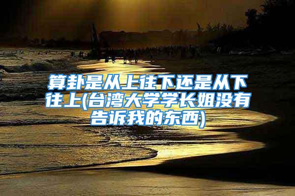 算卦是从上往下还是从下往上(台湾大学学长姐没有告诉我的东西)