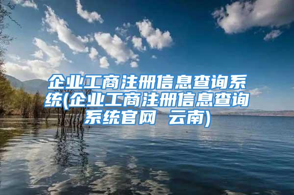 企业工商注册信息查询系统(企业工商注册信息查询系统官网 云南)