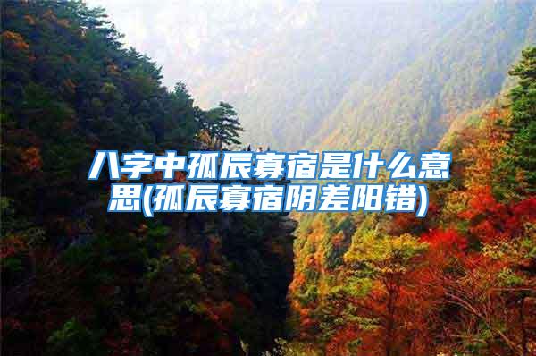 八字中孤辰寡宿是什么意思(孤辰寡宿阴差阳错)