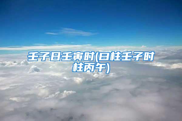 壬子日壬寅时(曰柱壬孑时柱丙午)