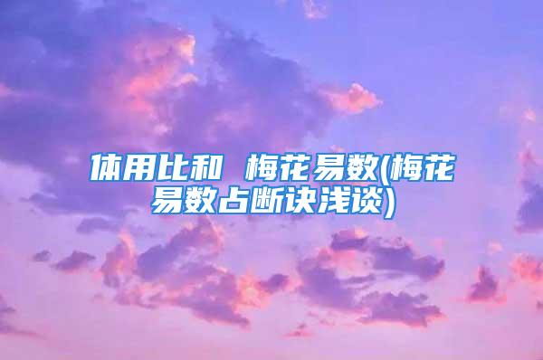 体用比和 梅花易数(梅花易数占断诀浅谈)