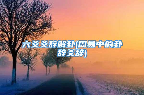 六爻爻辞解卦(周易中的卦辞爻辞)