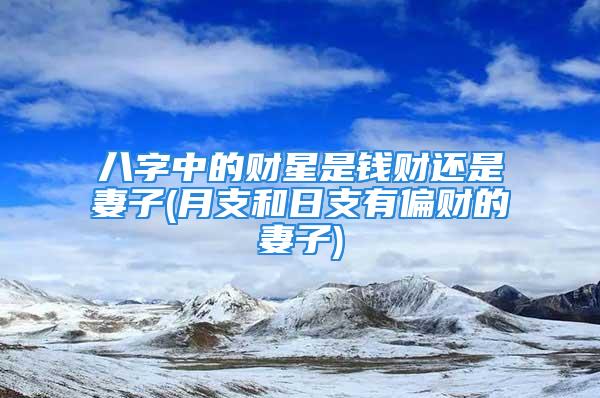 八字中的财星是钱财还是妻子(月支和日支有偏财的妻子)