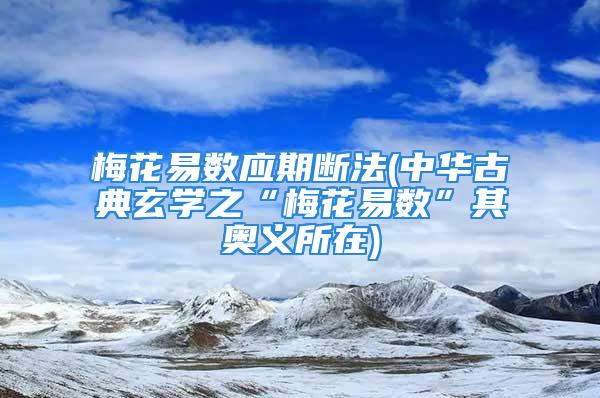 梅花易数应期断法(中华古典玄学之“梅花易数”其奥义所在)