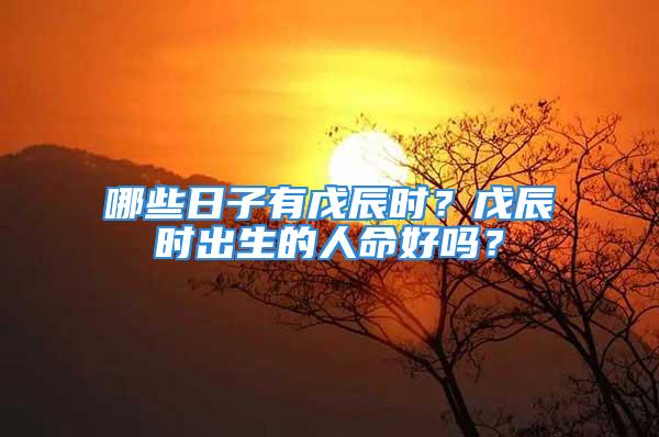 哪些日子有戊辰时？戊辰时出生的人命好吗？