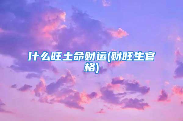 什么旺土命财运(财旺生官格)