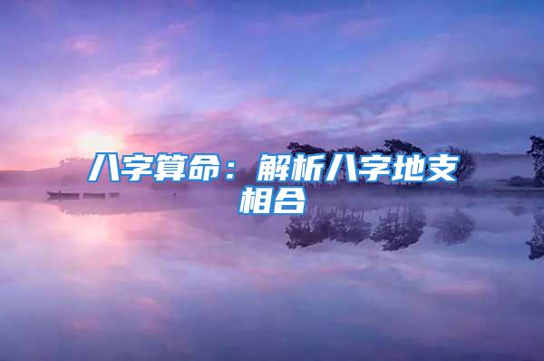 八字算命：解析八字地支相合