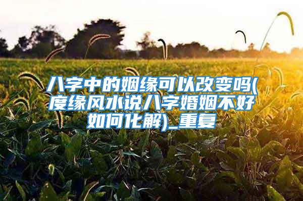 八字中的姻缘可以改变吗(度缘风水说八字婚姻不好如何化解)_重复