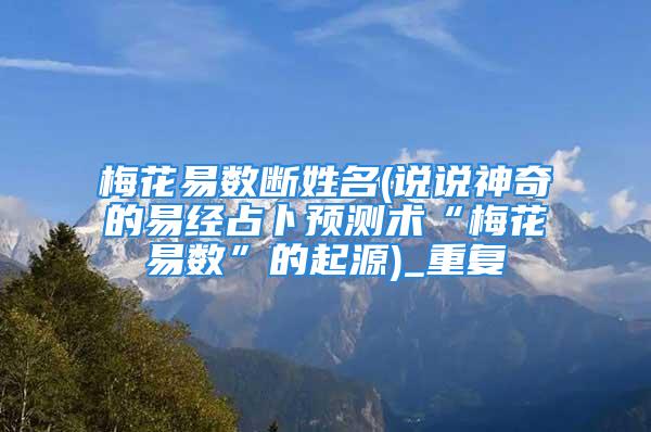 梅花易数断姓名(说说神奇的易经占卜预测术“梅花易数”的起源)_重复