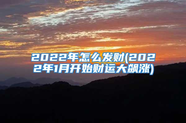 2022年怎么发财(2022年1月开始财运大飙涨)