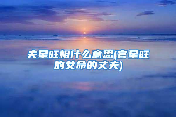 夫星旺相什么意思(官星旺的女命的丈夫)