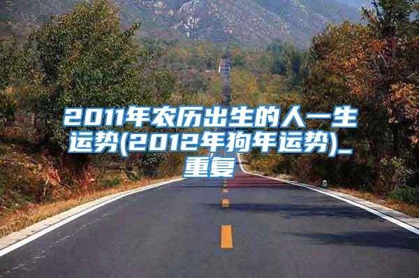 2011年农历出生的人一生运势(2012年狗年运势)_重复