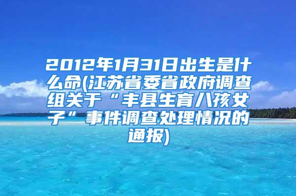 2012年1月31日出生是什么命(江苏省委省政府调查组关于“丰县生育八孩女子”事件调查处理情况的通报)