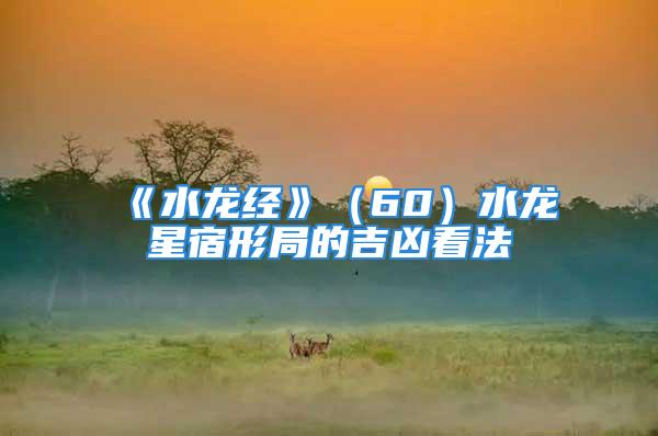 《水龙经》（60）水龙星宿形局的吉凶看法