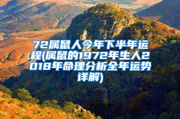 72属鼠人今年下半年运程(属鼠的1972年生人2018年命理分析全年运势详解)