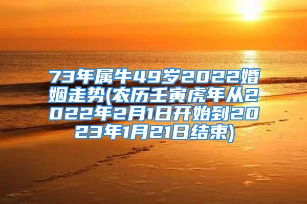 73年属牛49岁2022婚姻走势(农历壬寅虎年从2022年2月1日开始到2023年1月21日结束)