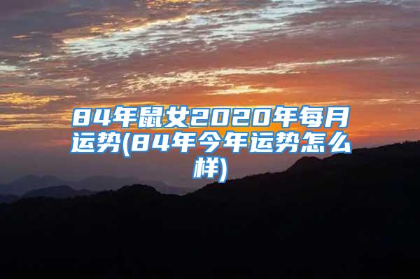 84年鼠女2020年每月运势(84年今年运势怎么样)