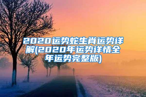 2020运势蛇生肖运势详解(2020年运势详情全年运势完整版)