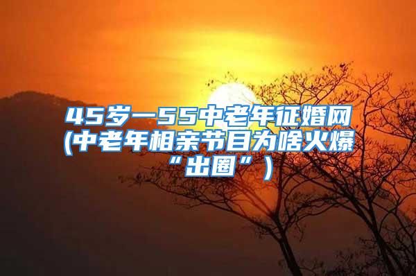 45岁一55中老年征婚网(中老年相亲节目为啥火爆“出圈”)