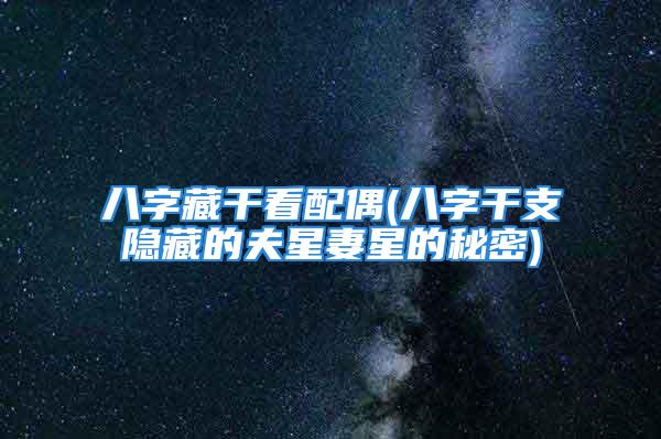 八字藏干看配偶(八字干支隐藏的夫星妻星的秘密)