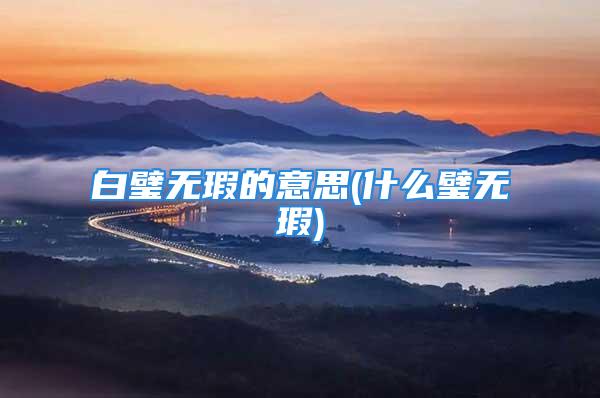 白璧无瑕的意思(什么璧无瑕)