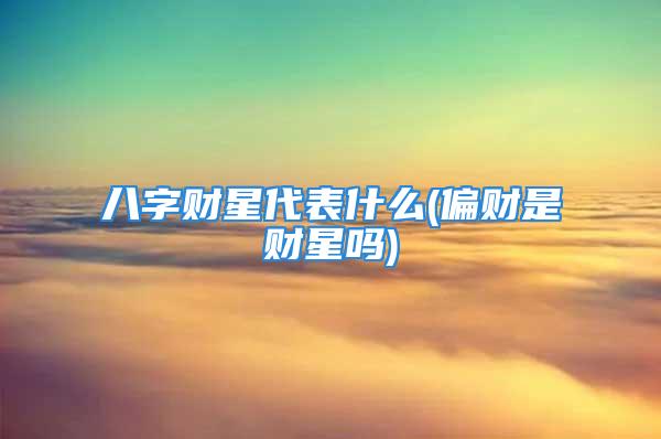 八字财星代表什么(偏财是财星吗)