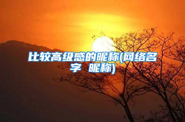 比较高级感的昵称(网络名字 昵称)