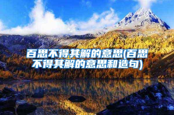 百思不得其解的意思(百思不得其解的意思和造句)