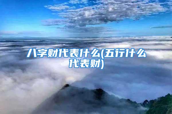 八字财代表什么(五行什么代表财)