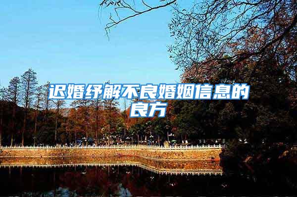 迟婚纾解不良婚姻信息的良方
